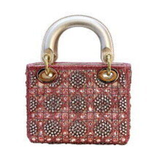 Dior Lady Beads Bag Satin Pink Christian Shoulder